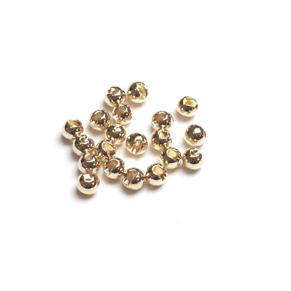 Główki wolframowe slotted Gold 2.0 mm  20 szt. tungsten beads złote